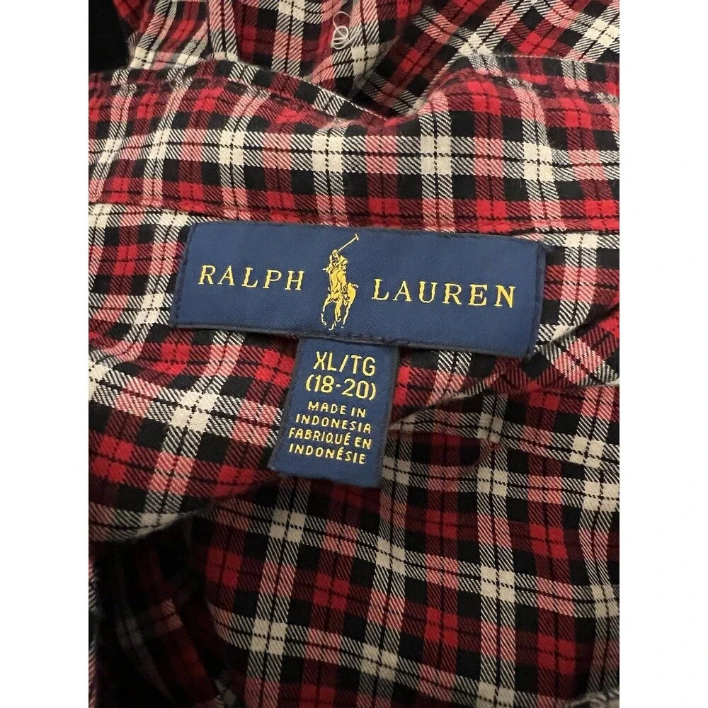 Ralph Lauren boy‘s red plaid shirt size XL 18-20